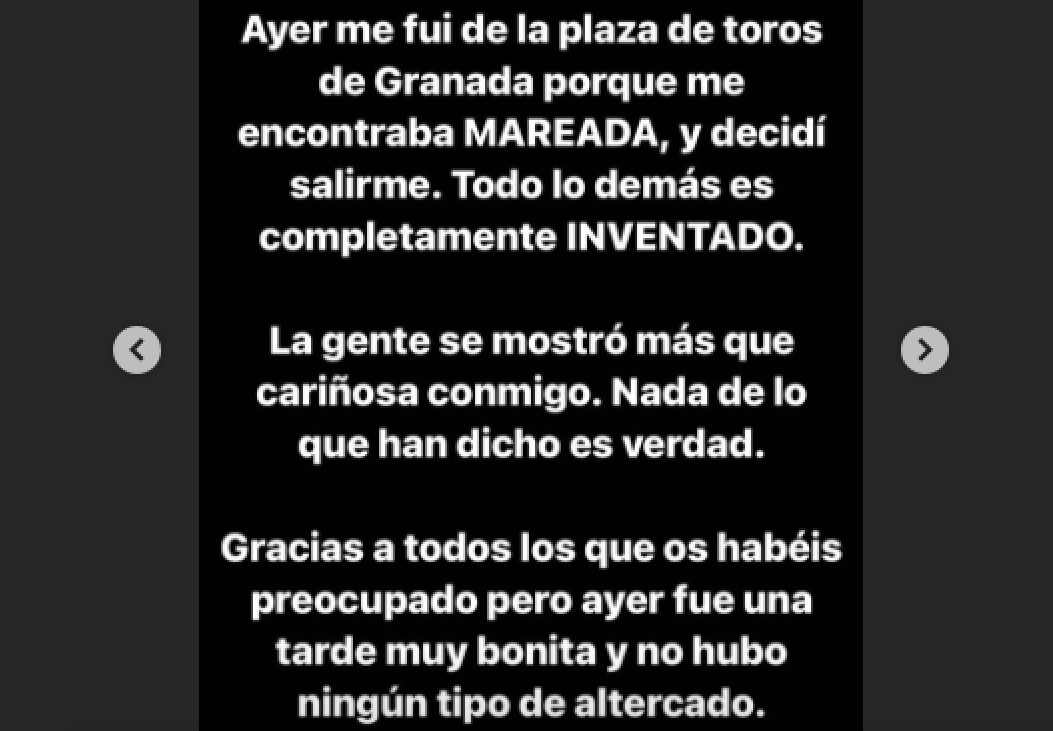 Ana Soria desmiente lo ocurrido con un comunicado en las redes sociales / INSTAGRAM