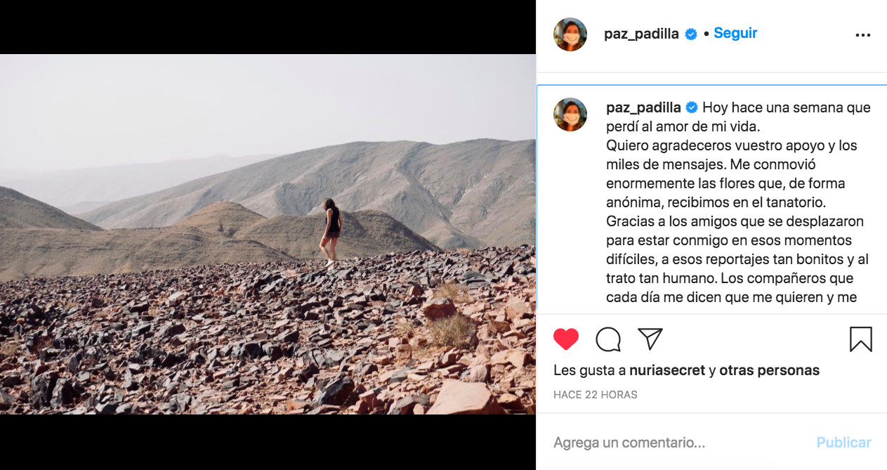 Paz Padilla explica cómo está una semana después de la muerte de su marido / INSTAGRAM