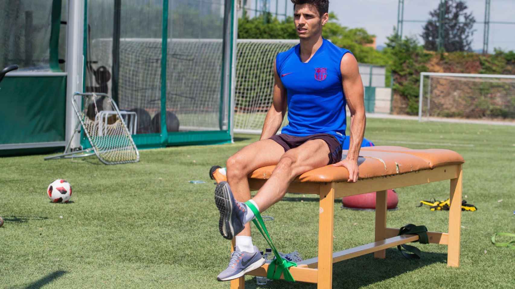 Ferran Sarsanedas en un ejercicio de recuperación con el Barça B / FCB