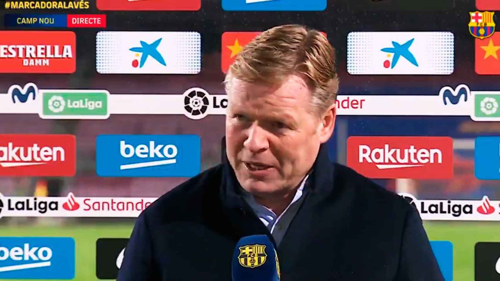 Ronald Koeman en la rueda de prensa posterior al Barça-Alavés (5-1) / REDES FCB