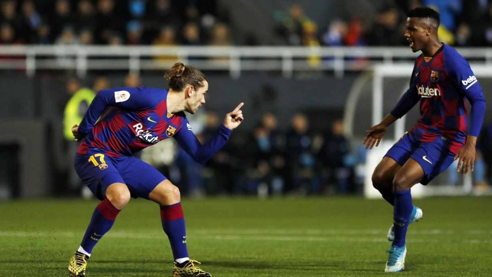 Griezmann y Ansu Fati celebrando el gol contra el Osasuna / FC Barcelona