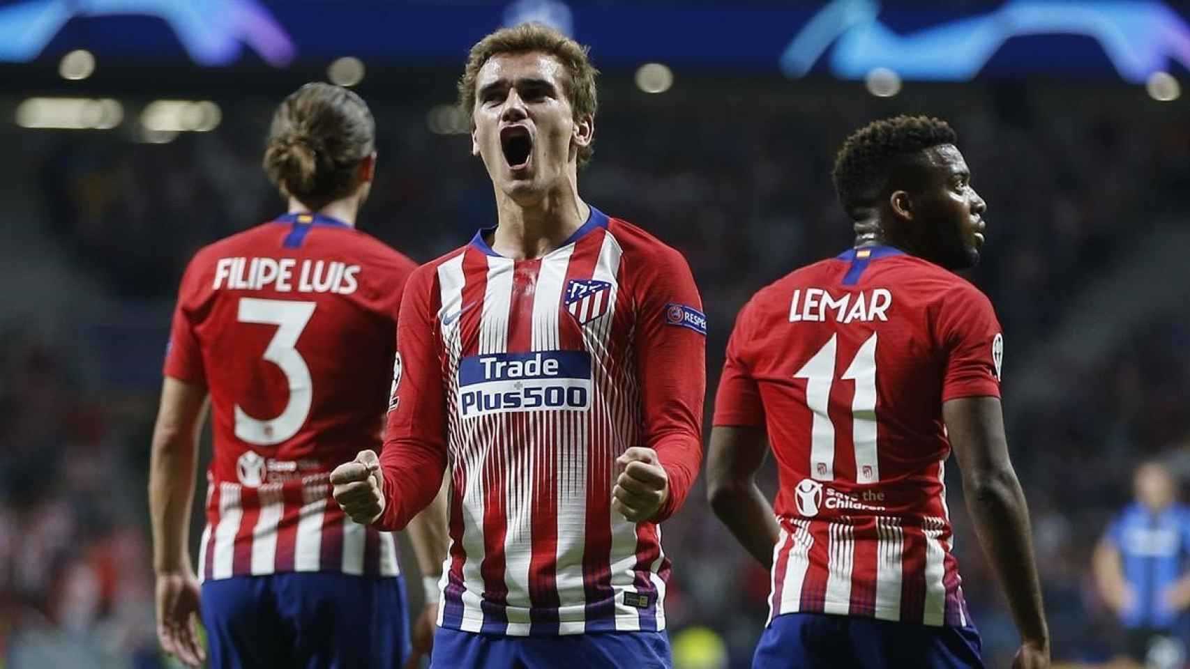 Antoine Griezmann celebrando un gol con el Atlético en Champions / EFE