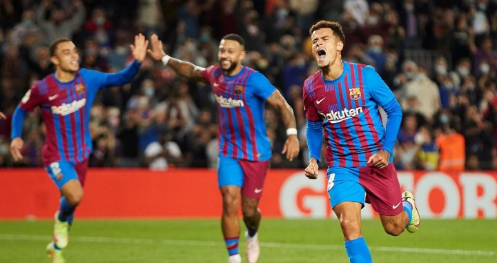 La euforia de Coutinho tras marcar un gol en el Barça-Valencia / EFE