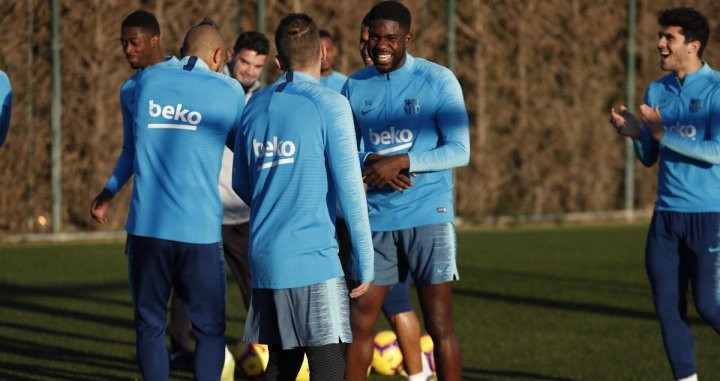 Samuel Umtiti se ha vuelto a ejercitar con el primer equipo / FC BARCELONA