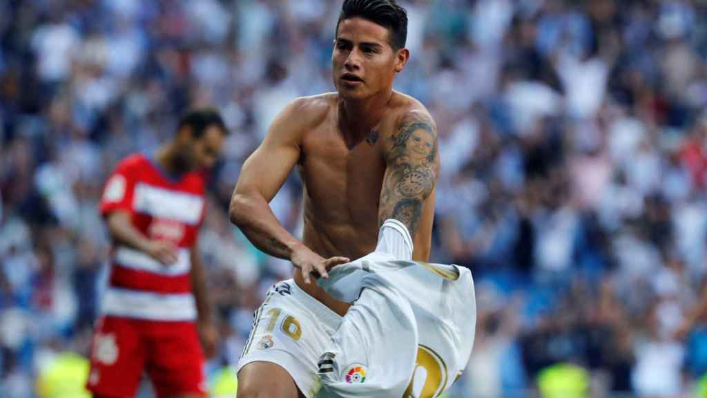 Una foto de James Rodríguez celebrando su gol ante el Granada / EFE