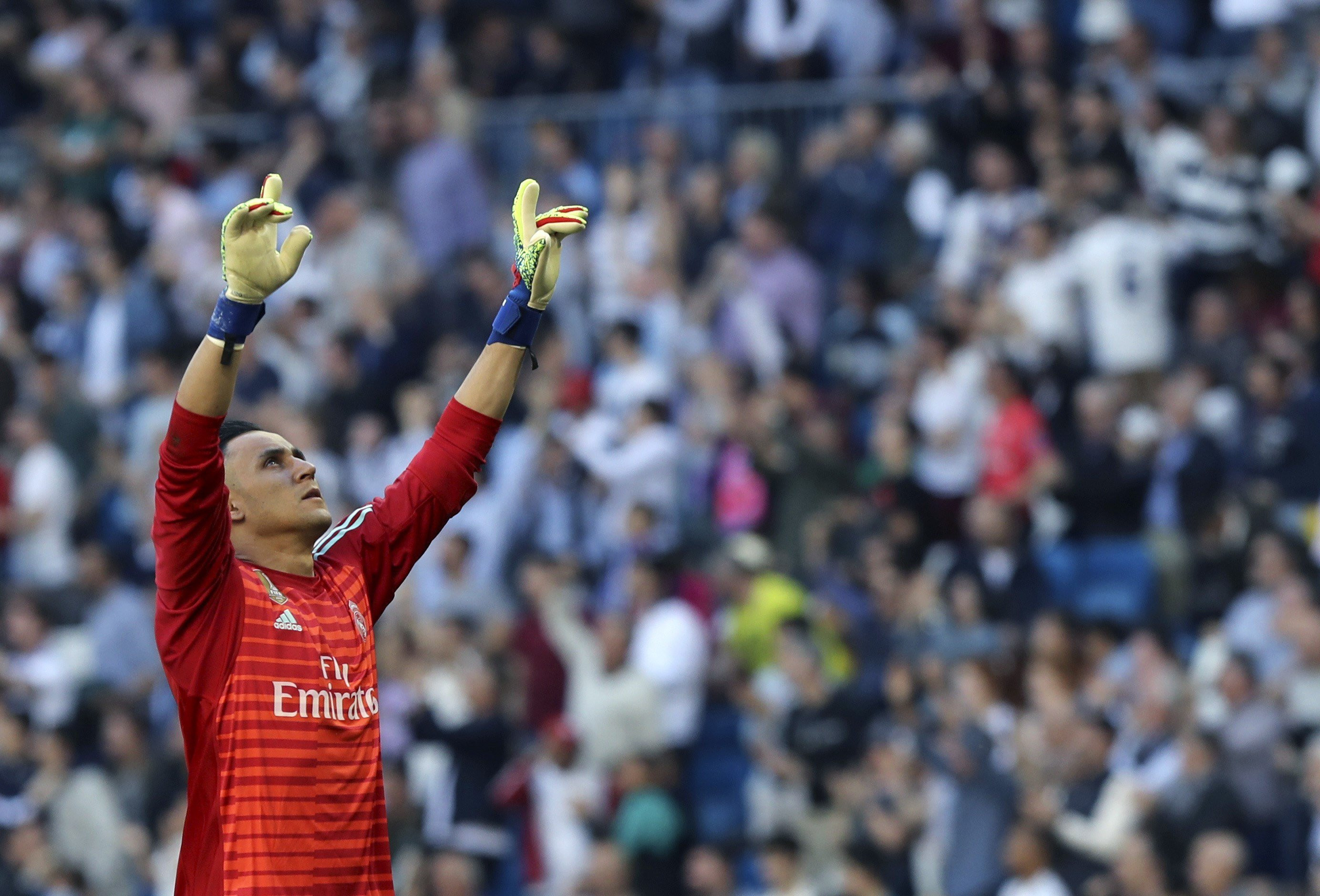 Keylor Navas celebra el primer gol del equipo ante el Celta de Vigo / EFE