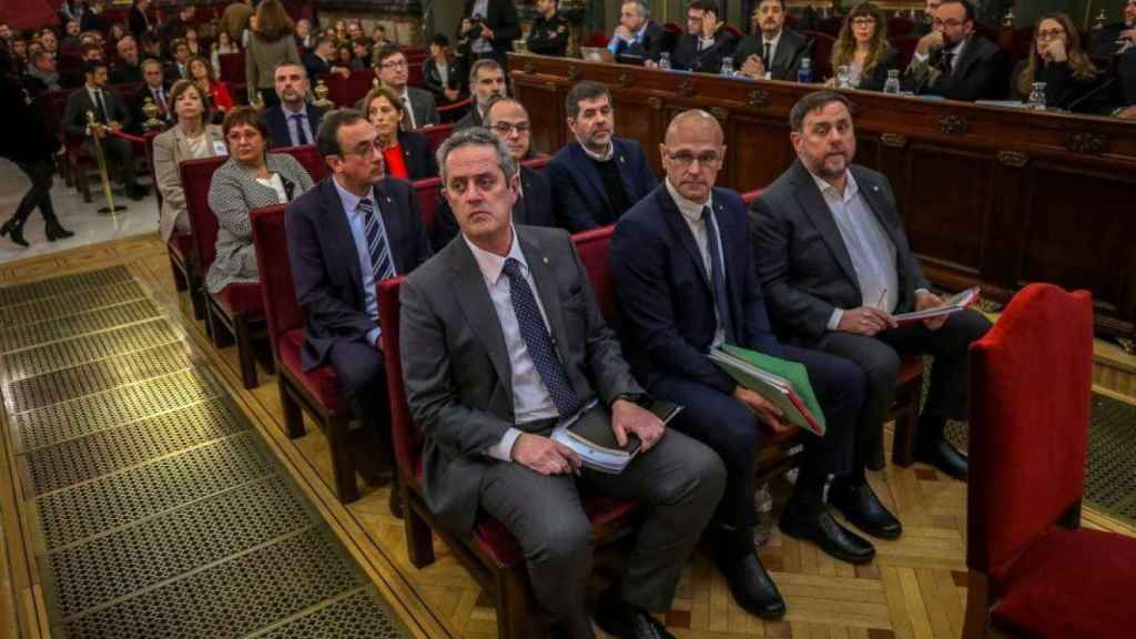 Los presos del 'procés' durante el juicio en el Tribunal Supremo, que les condenó por sedición y malversación, entre otros cargos / EFE