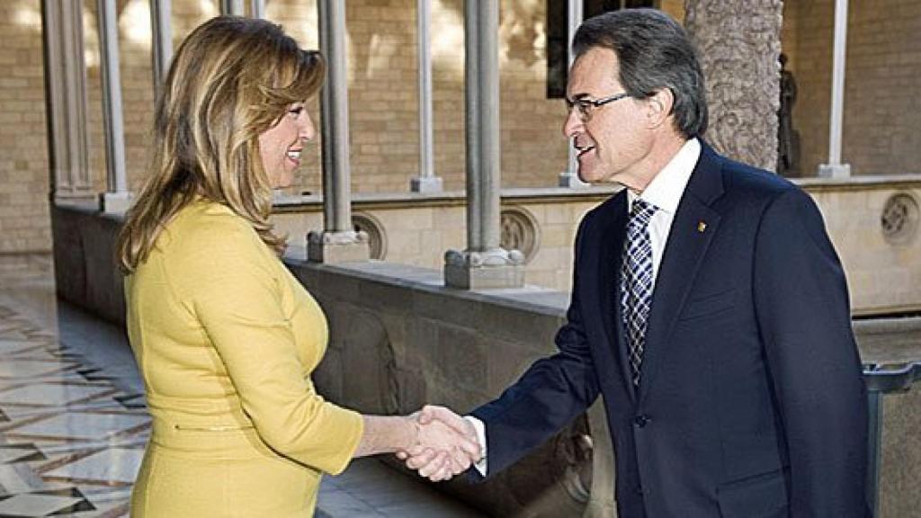 Artur Mas recibe a Susana Díaz en el Palacio de la Generalidad