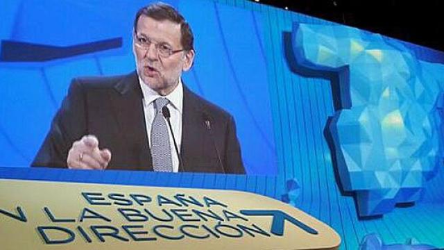 El presidente del Gobierno, Mariano Rajoy, durante el discurso de clausura de la Convención Nacional del PP