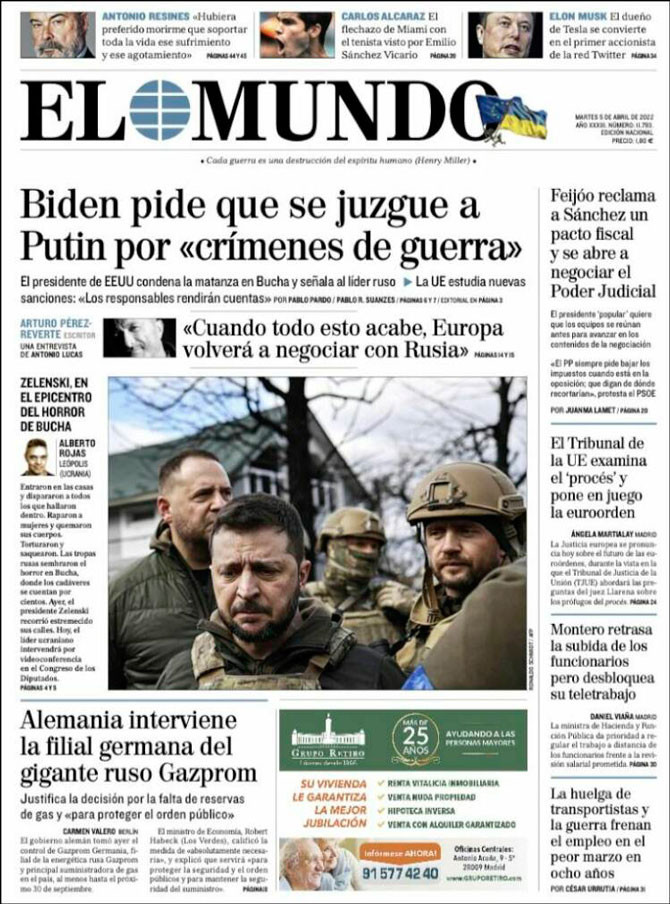 Portada de 'El Mundo' del 5 de abril de 2022 / Kiosko