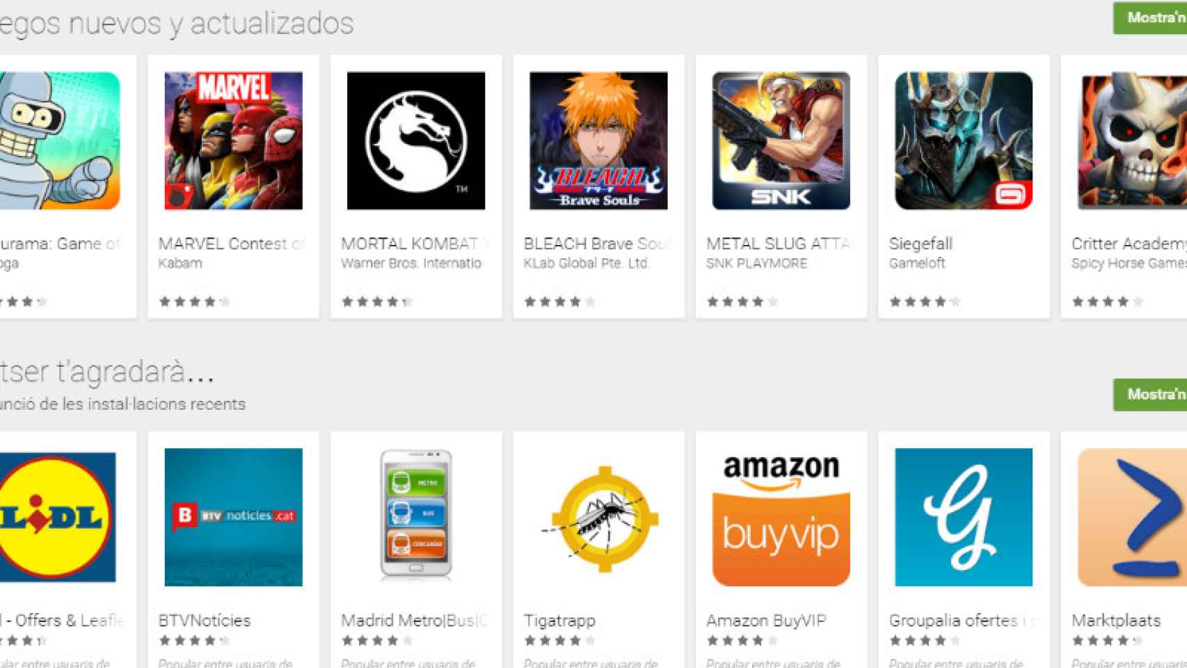 Algunas de las aplicaciones que se encuentran en Google Play.