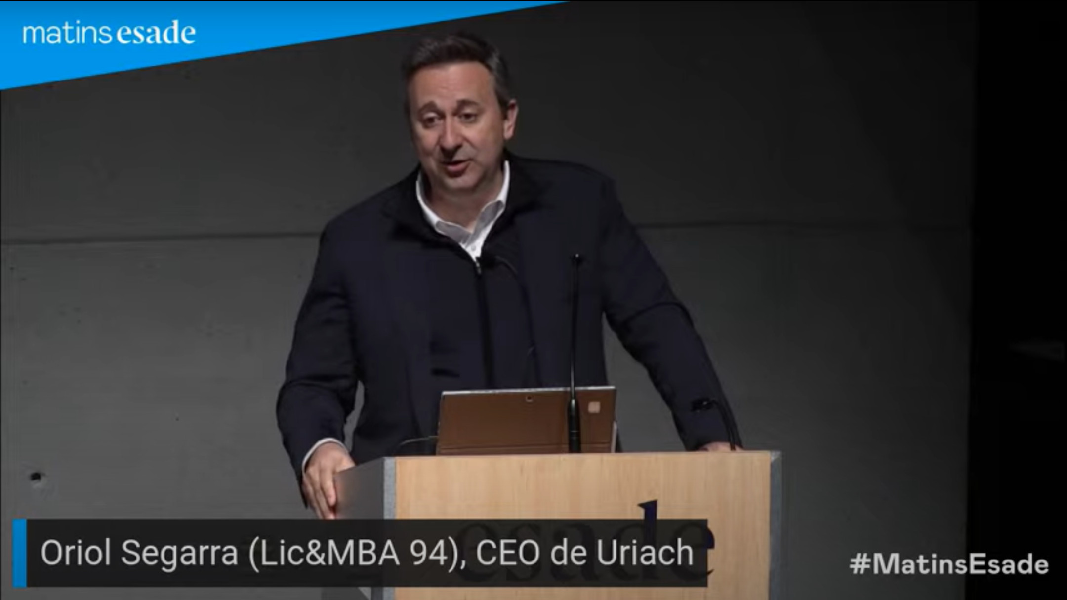 Oriol Segarra, CEO de Uriach, durante su intervención este martes en Esade / YOUTUBE