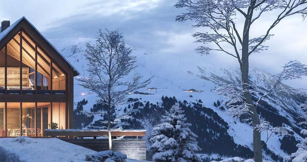 Detalle de una de las 38 casas de lujo que se venden en Baqueira Beret / LANTANA