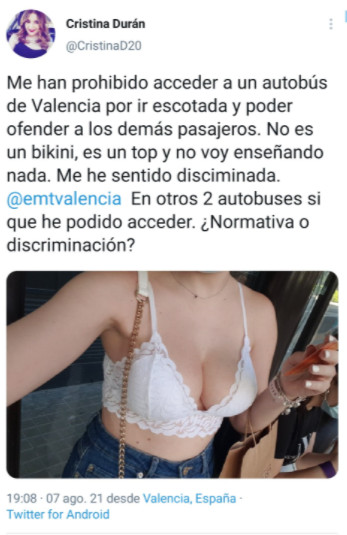 Tuit publicado por la denunciante / TWITTER