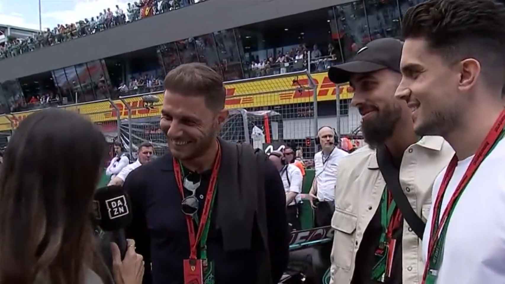 Melissa Jiménez, Joaquín Sánchez, Borja Iglesias y Marc Bartra, durante el GP de Austria / Redes