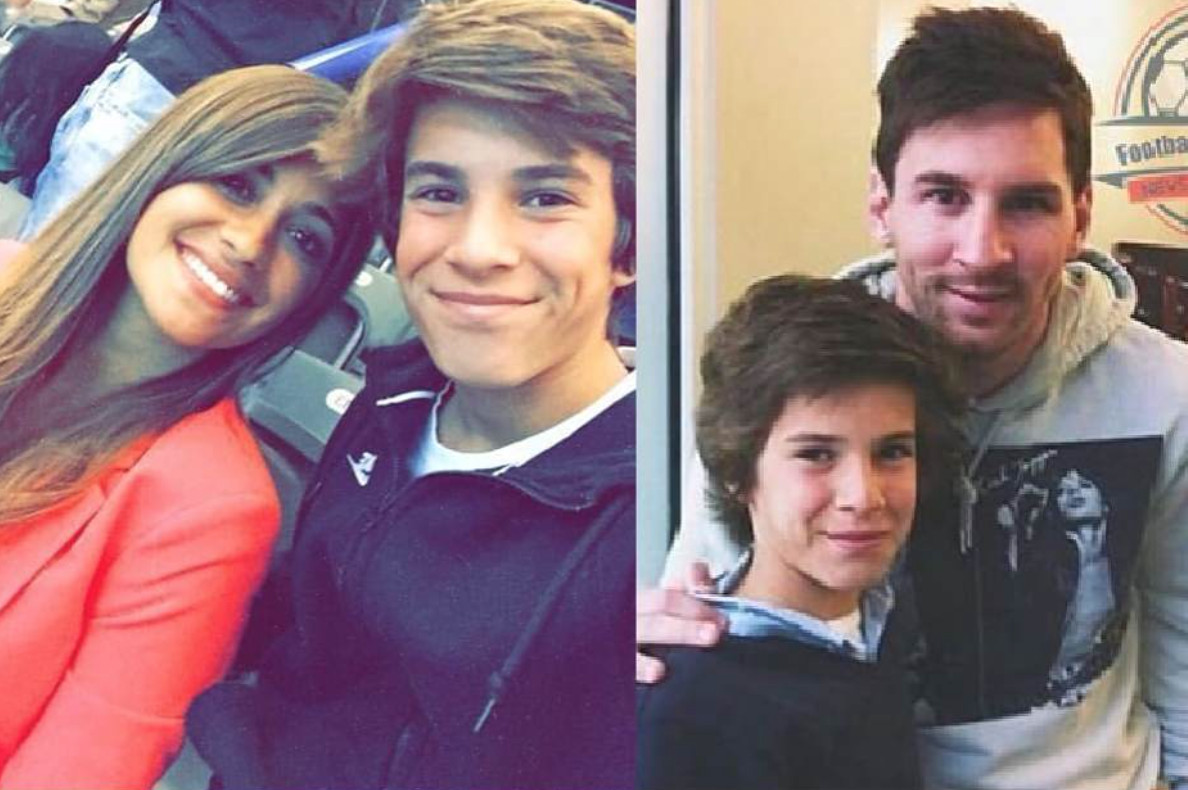 Riqui Puig con Antonella Roccuzzo y Leo Messi