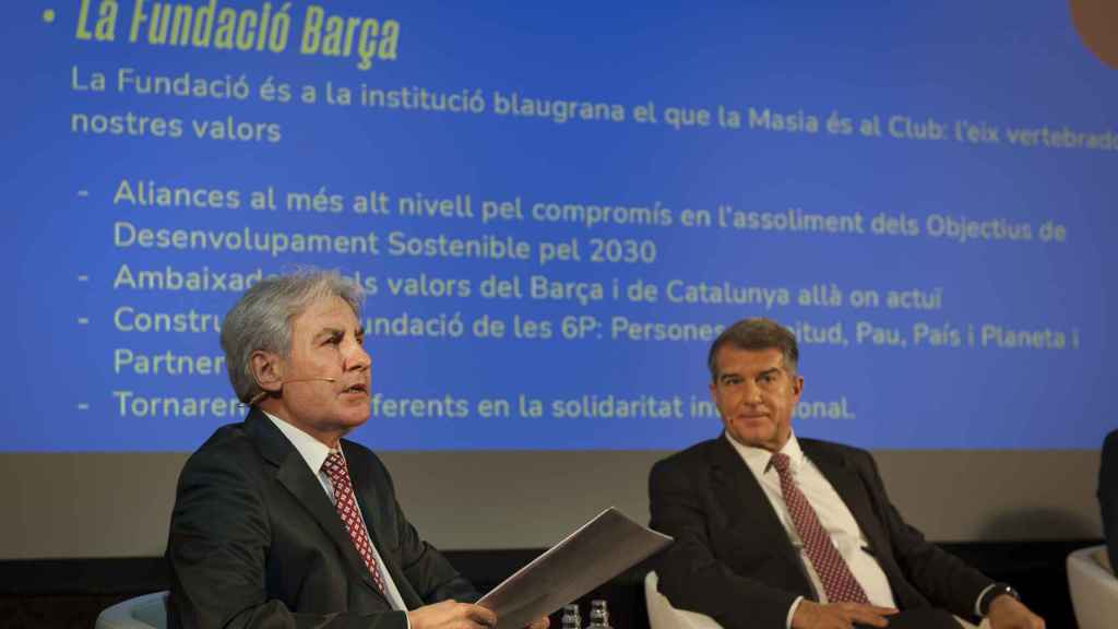 Antonio Escudero y Joan Laporta en un acto de presentación de su candidatura / EAB