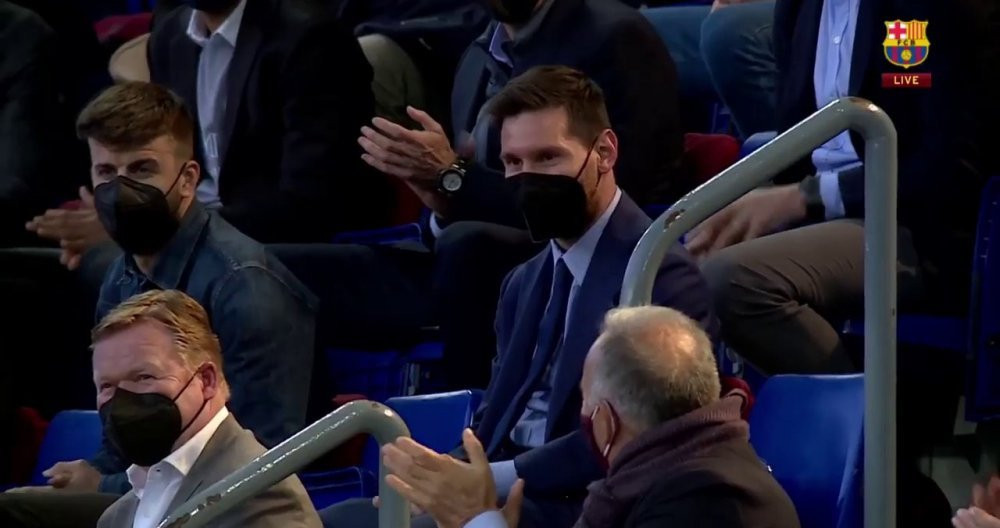 Gerard Piqué y Leo Messi, en el acto de investidura de Joan Laporta en el Camp Nou / FCB