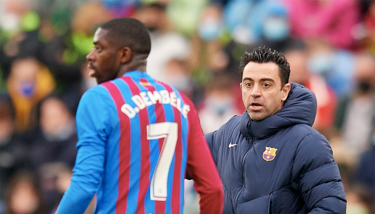 Xavi Hernández y Dembelé, durante un partido de esta temporada 2022-23 / REDES