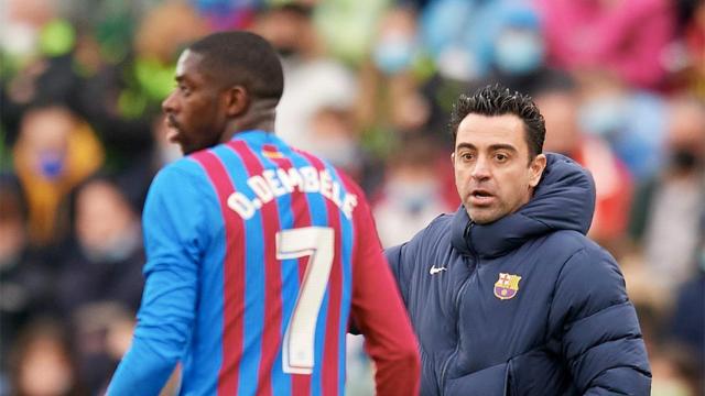 Xavi Hernández y Dembelé, durante un partido de esta temporada 2022-23 / REDES
