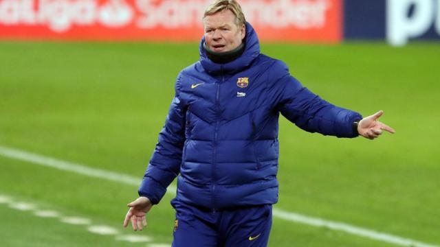 Koeman entrenando al Barça en la victoria en San Mamés / FC BARCELONA