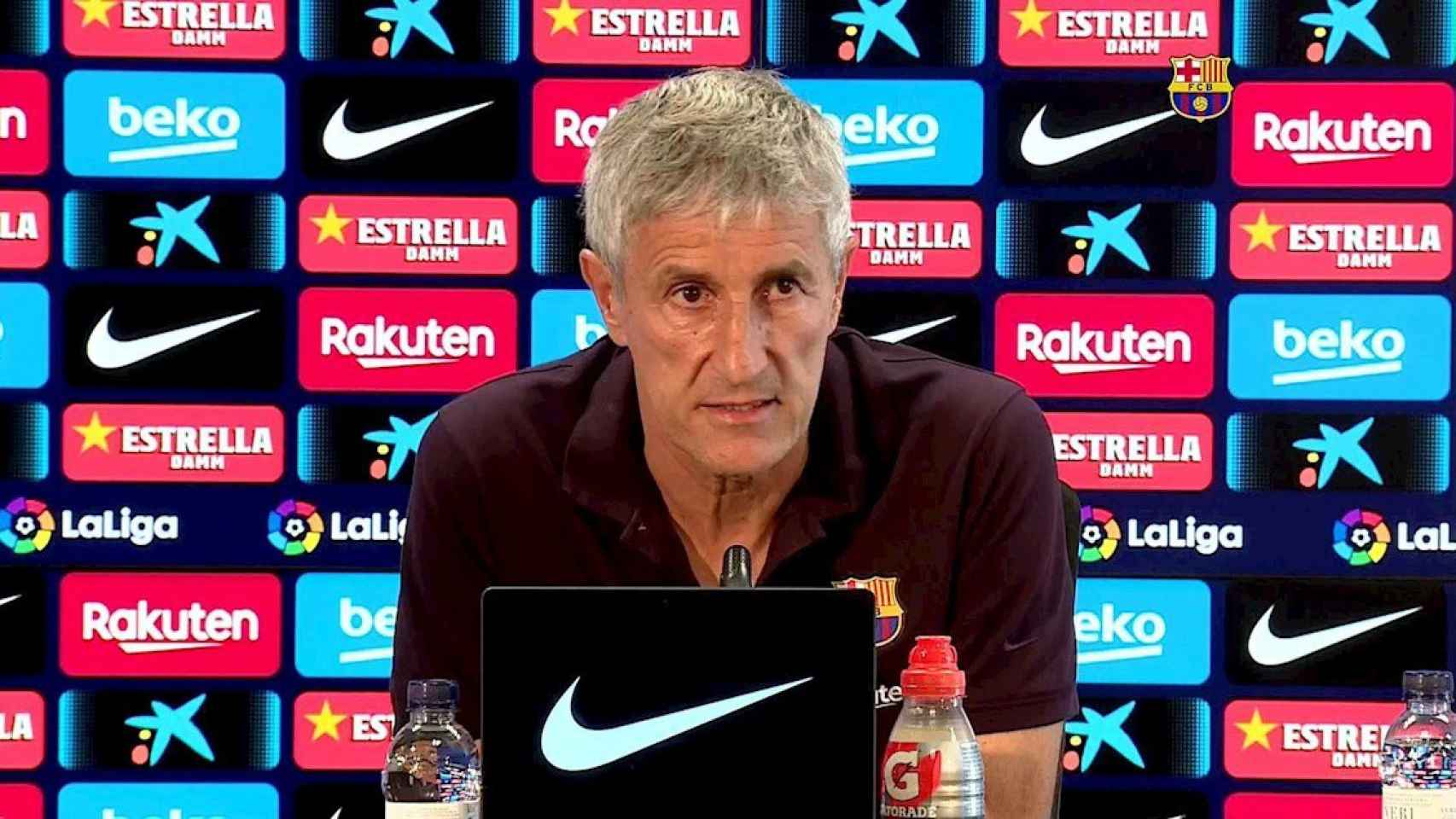 Quique Setién en la rueda de prensa previa a Valladolid / EFE