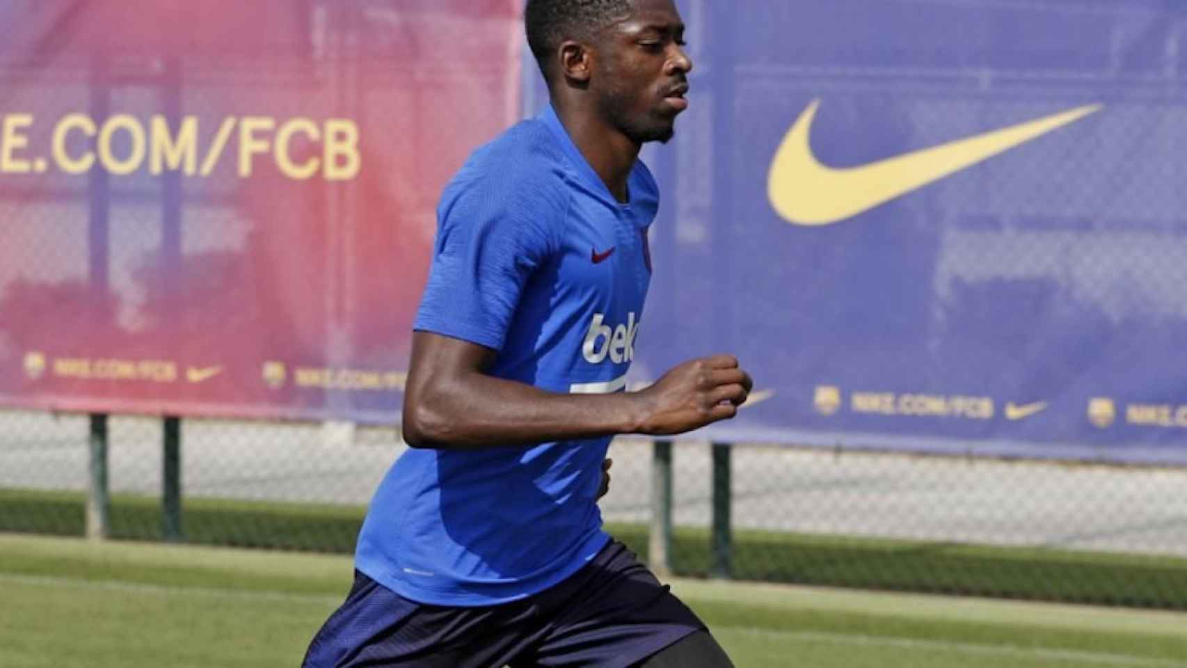 Una foto de Dembelé durante un entrenamiento del Barça / FCB