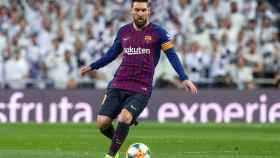 Una foto de Leo Messi durante el clásico en el Santiago Bernabéu /EFE