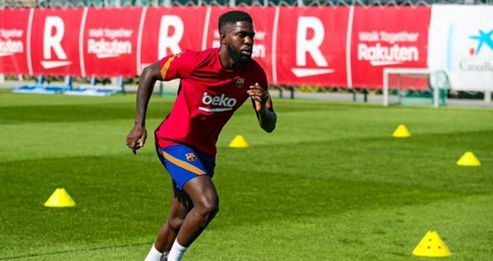 Samuel Umtiti entrenando con el Barça en pretemporada / FC Barcelona