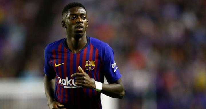 Imagen de archivo de Dembelé en un partido del Barça. / EFE