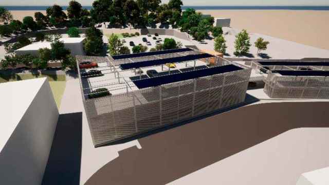 Imagen virtual del futuro aparcamiento que Api Movilidad construirá en la estación de autobuses de Sant Feliu de Guíxols / IMESAPI