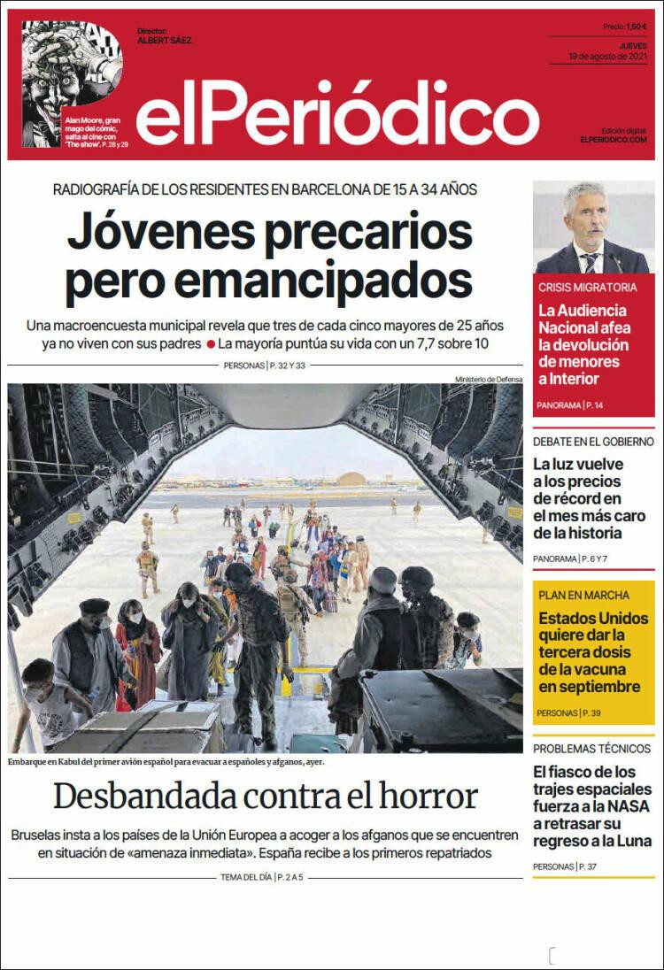 Portada de 'El Periódico' del 19 de agosto de 2021 / KIOSKO.NET