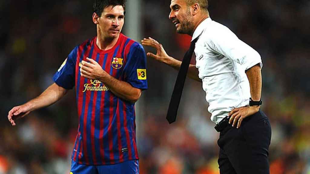 Guardiola en un partido con Messi / EFE