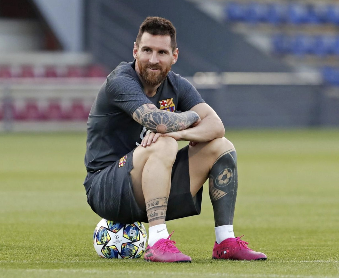 Una foto de Leo Messi durante un entrenamiento del Barça de Champions / FCB