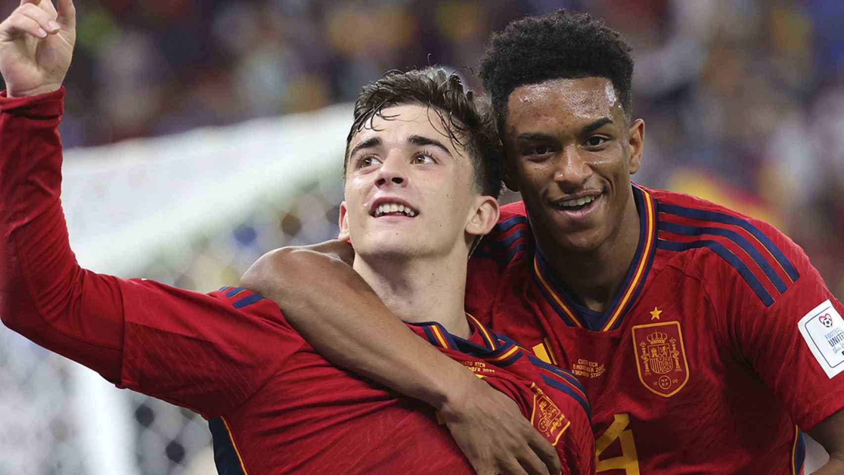 Gavi, junto a Alejandro Balde, celebrando su gol en la victoria de España contra Costa Rica / EFE