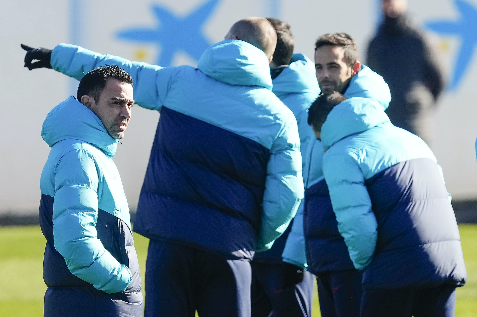 Xavi Hernández, durante el último entrenamiento previo al Betis-Barça / EFE