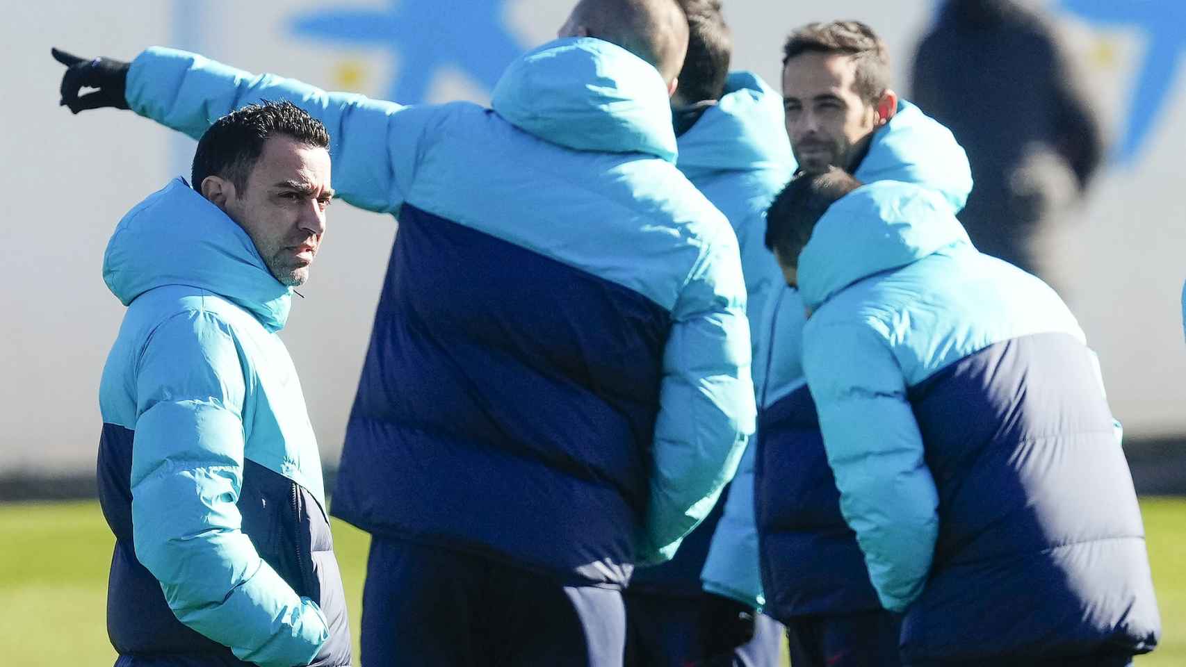 Xavi Hernández, durante el último entrenamiento previo al Betis-Barça / EFE