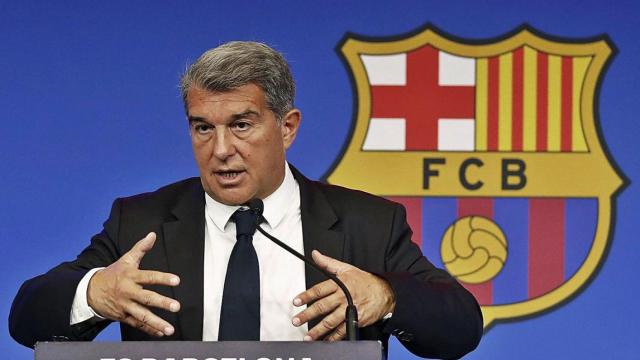 Joan Laporta, en su primera rueda de prensa como presidente del Barça / EFE