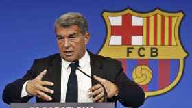 Joan Laporta, en su primera rueda de prensa como presidente del Barça / EFE