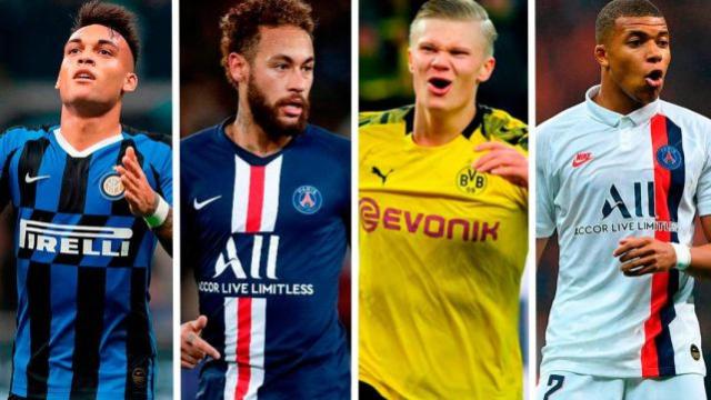 Lautaro, Neymar, Haaland y Mbappé, en un montaje | REDES