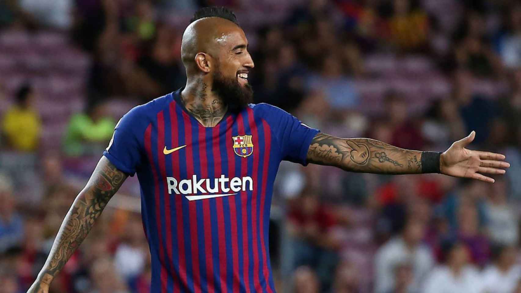 Una foto de Arturo Vidal durante un partido del Barça / Twitter