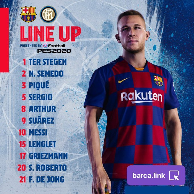 El once del Barça contra el Inter de Milán / TWITTER