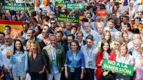 Manifestación en defensa del bilingüismo en Barcelona, a la que acudieron representantes del constitucionalismo catalán / EFE