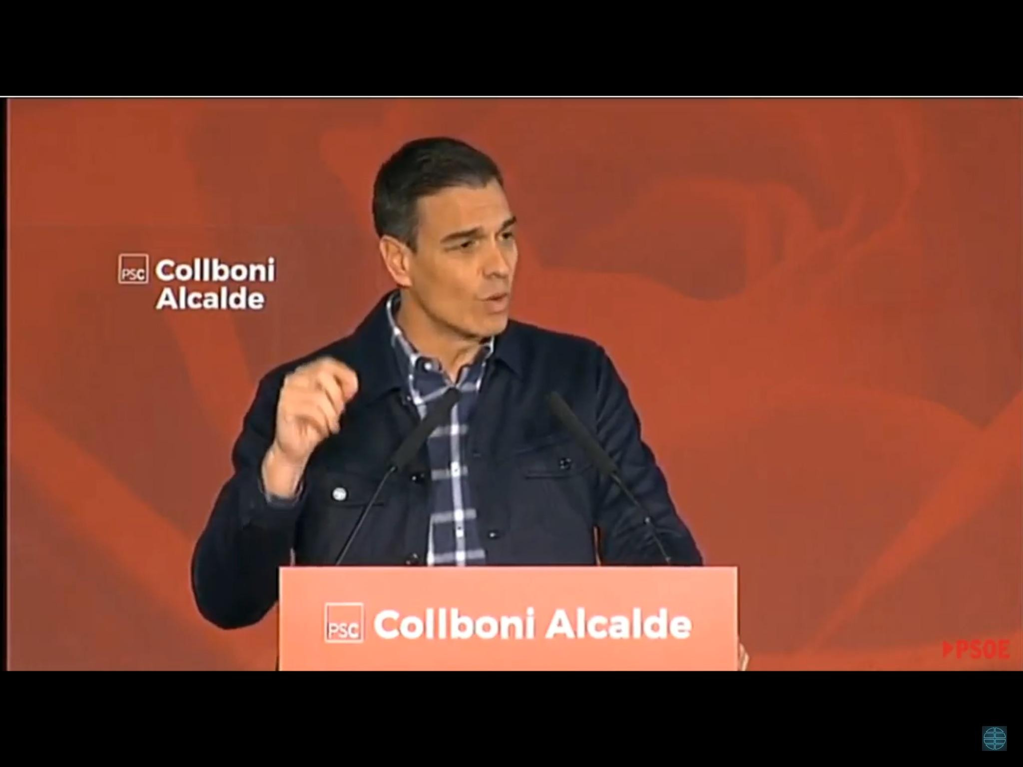 El presidente del Gobierno, Pedro Sánchez, en el acto del PSC en Barcelona