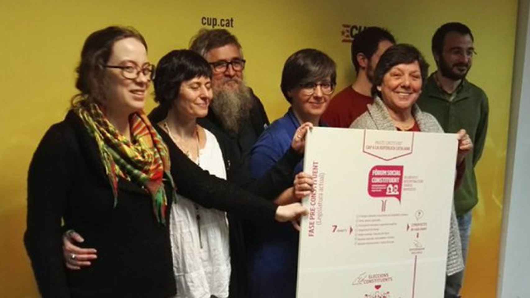 Los dirigentes de la CUP, en la presentación de su hoja de ruta secesionista.