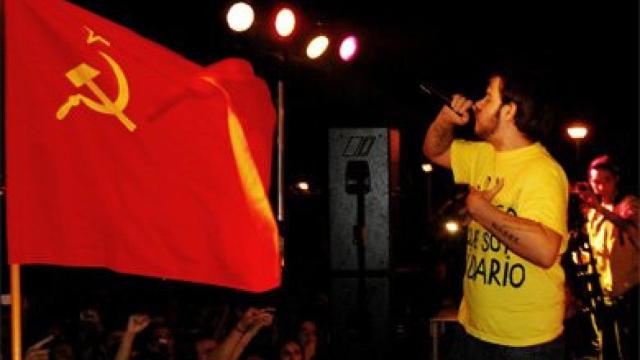 El rapero Pablo Hasél, en una actuación