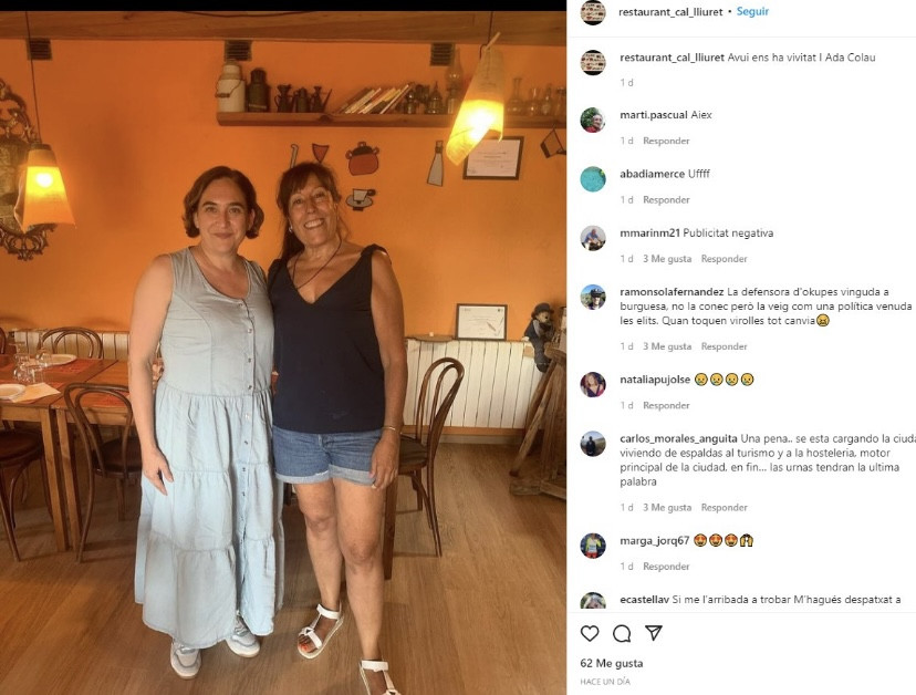 Publicación del restaurante tras la visita de Ada Colau / INSTAGRAM