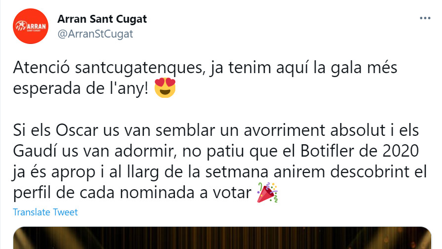 Mensaje de Arran en su cuenta de Twitter este 15 de junio de 2021 / @ArranStCugat