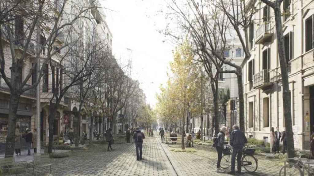 La calle Consejo de Ciento de Barcelona tal y como la proyecta el ayuntamiento / AJBCN