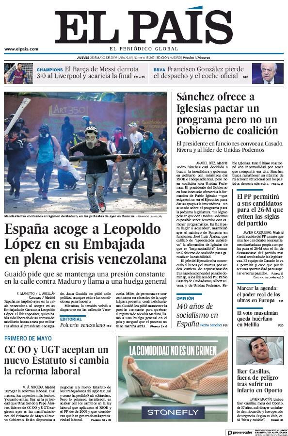 Portada de 'El País'